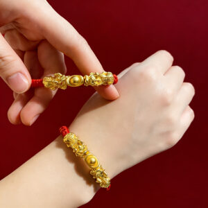 Fortune-Attracting Pixiu Red String Bracelet